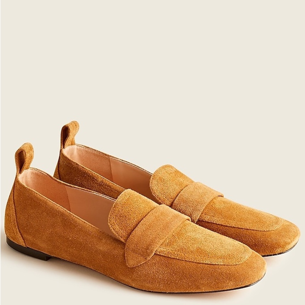 J CREW soft chestnut color suede loafers size 7.5 (runs large)